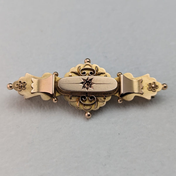 1910 British antique 9ct gold pin brooch Thomas Hale